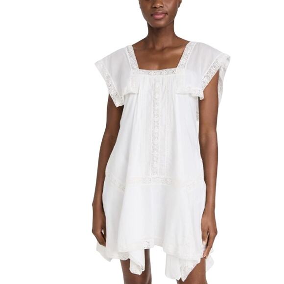 Rebecca Taylor L Lace Insert Dress Snow Feminine Romantic Cottage - Picture 1 of 10